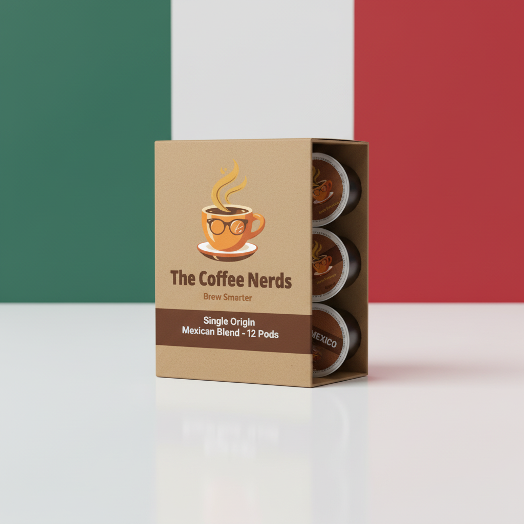 Mexico Coffee Pod with Coffee Nerds Logo